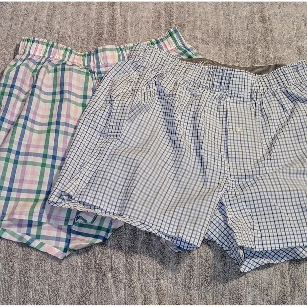 J. Crew Mens Set of 2 Plaid Boxer Shorts S 100%‎ Cotton Casual Loungewear NEW